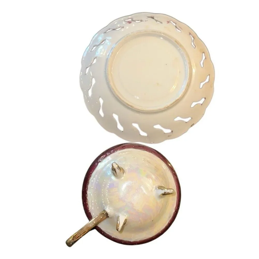 VINTAGE TT-Takito HAND PAINTED EGG SHELL TEA CUP & SAUCER JAPAN Lusterware Pagod